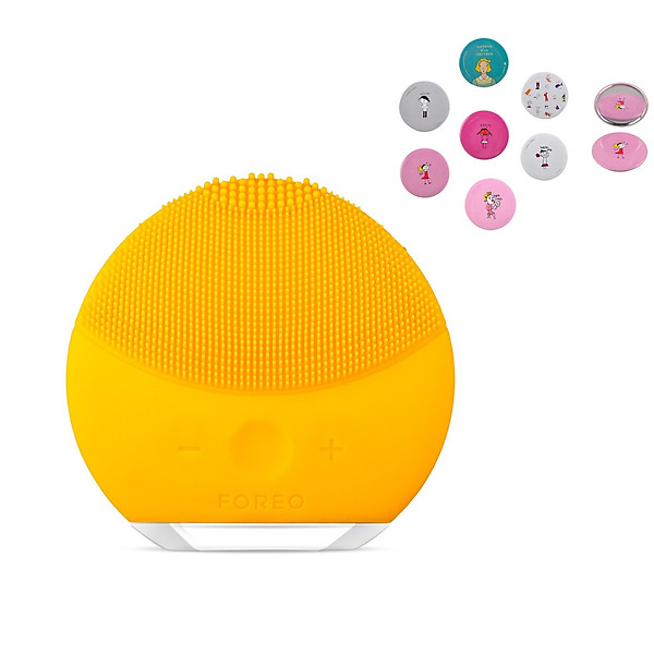 Máy rửa mặt massage mini 2 công nghệ sóng âm làm sạch da hiệu quả Tặng kèm Gương trang điểm mini bỏ túi (Màu ngẫu Nhiên)