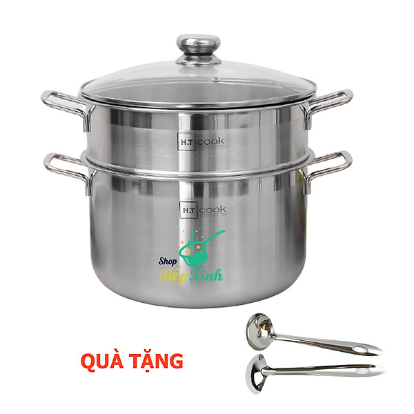 Bộ Nồi Xửng Hấp inox 430 Cao Cáp Fivestar H.T Cook Bếp Từ 1 Đáy Nắp Kính , tặng 1 vá canh 26cm | 28cm | 30cm | 32cm