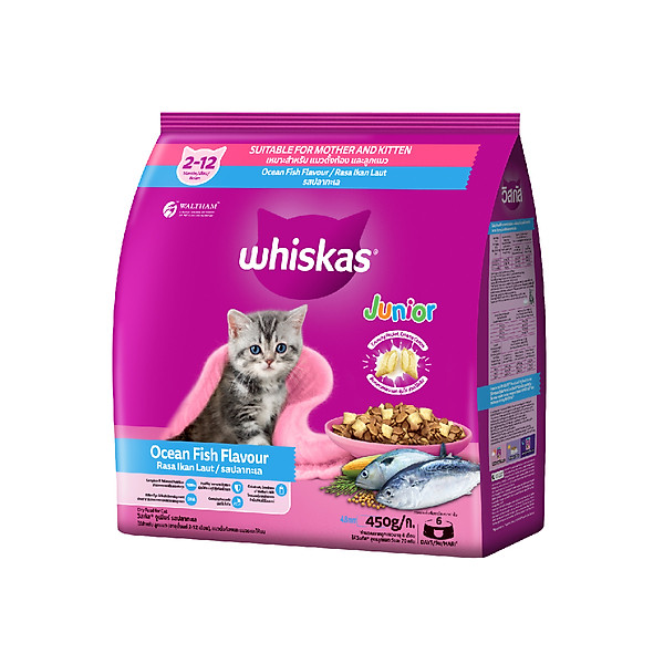 Thức Ăn Cho Mèo Con Whiskas Junior 2-12 MonthsVị Cá Biển 450g/Túi