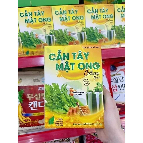 Bột cần tây mật ong Collagen Hộp 75g (15 gói) hỗ trợ giảm cân, detox cơ thể, làm đẹp da