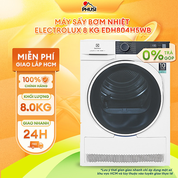 Máy sấy bơm nhiệt Electrolux 8kg UltimateCare 500 EDH804H5WB - Hàng chính hãng( Chỉ giao HCM)