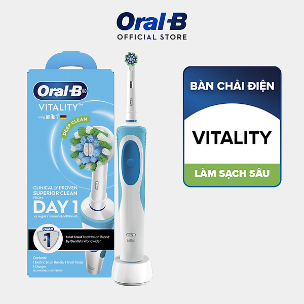 Bàn chải đánh răng điện Oral-B Vitality CrossAction Blue D12.513- Hàng chính hãng 100%