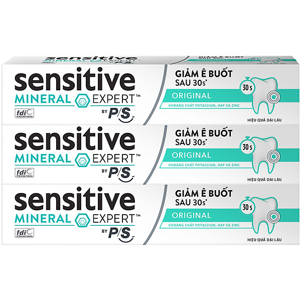 Bộ 3 Hộp Kem Đánh Răng P/S Giảm Ê Buốt Sau 30 Giây Sensitive Mineral Expert Original Với Tác Động Từ Khoáng 100G