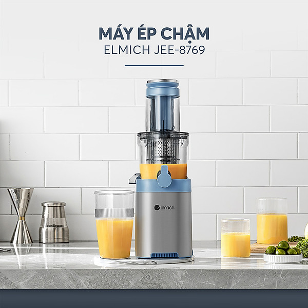 Máy ép chậm Elmich JEE-8769, công suất 200W, tốc độ quay 65 vòng/phút, độ ồn thấp dưới 62db - Hàng chính hãng