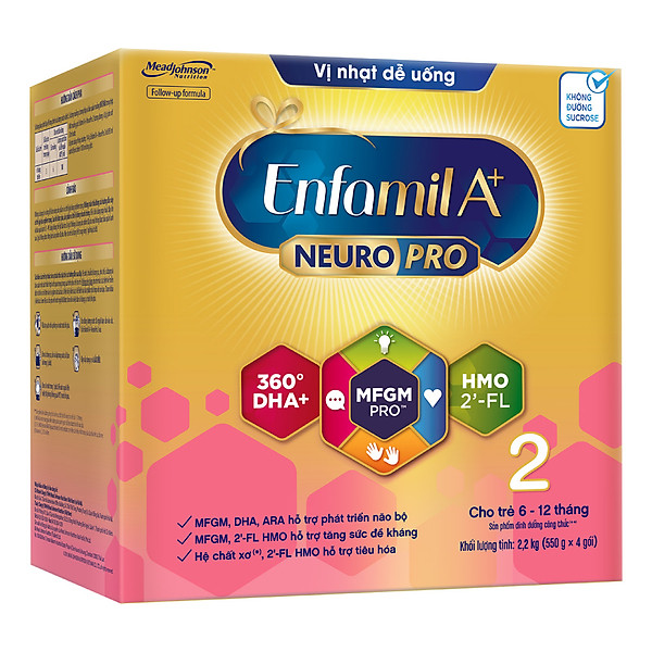 Sữa bột Enfamil A+ NeuroPro 2 với 2’-FL HMO cho trẻ từ 6 –12 tháng tuổi– 2.2kg