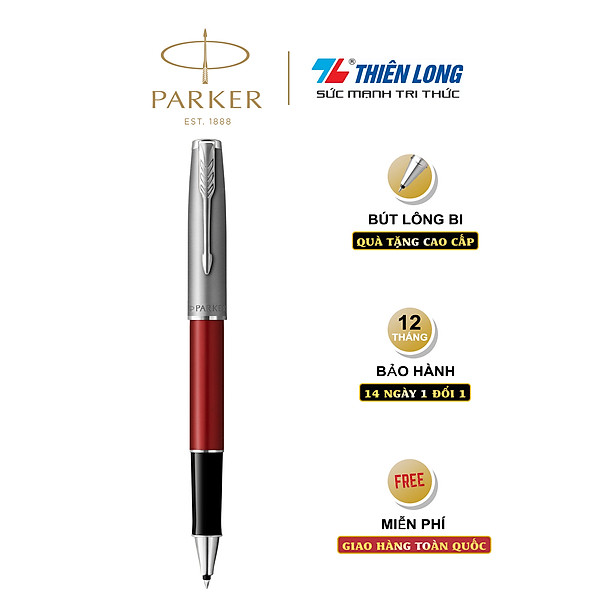 Bút lông bi cao cấp Parker SON X-SB M Red CT TB-2146854 - Thép không gỉ