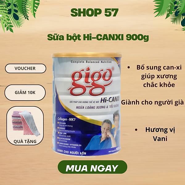 HI-CANXI hiệu GIGO Gold 900 gr : sữa bột dinh dưỡng ngừa loãng xương & tiểu đường cho người trưởng thành