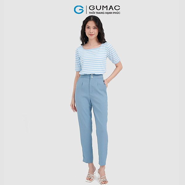 Quần tây nữ Gumac QC10067 ống đứng cài 2 nút xếp ly công sở