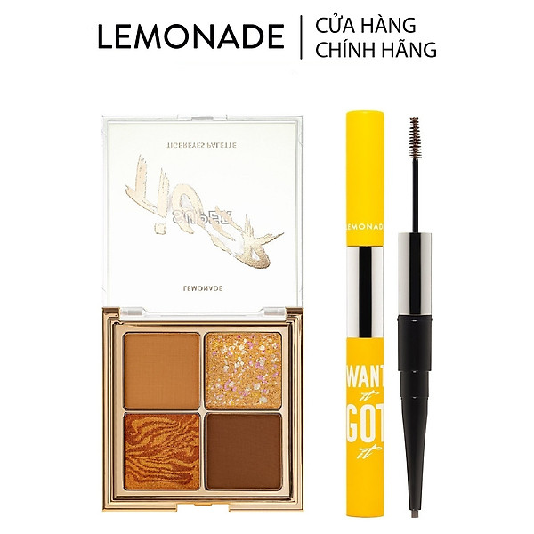 Combo Lemonade Bảng Phấn Mắt Supertiger Eyeshadow Mini Palette 8.8G Và Chì Kẻ Mày 2 Đầu Want It Got It 2.75G