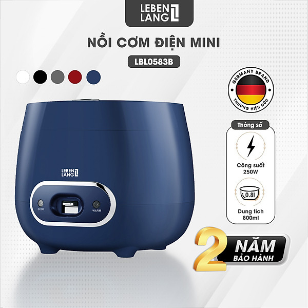 Nồi cơm điện mini Lebenlang LBL0583 dung tích 800ml, công suất 250W nhỏ gọn, thiết kế đơn giản hiện đại - hàng chính hãng