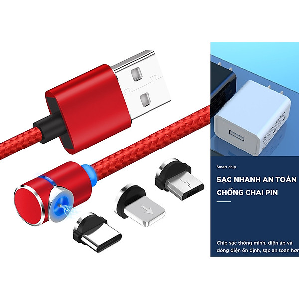 Bộ Cục sạc và Dây Cáp Sạc 3 trong 1 đầu sạc nam châm rời cho Iphone/Android/Type C Chuẩn MFi PowerLine Dài 2 mét Viniel IP14S - Hàng Chính Hãng