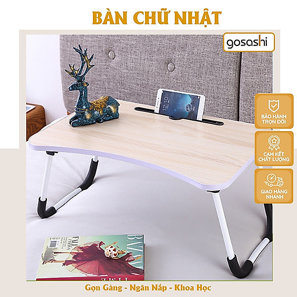 Bàn Học Gấp Gọn, Bàn Laptop Đa Năng, Có Khe Để Đồ Thông Minh, Phủ Melamin Chống Nước, Nhiều Màu, Dễ Vệ Sinh, Dễ Di Chuyển Thương Hiệu Gosashi-BipdMTB