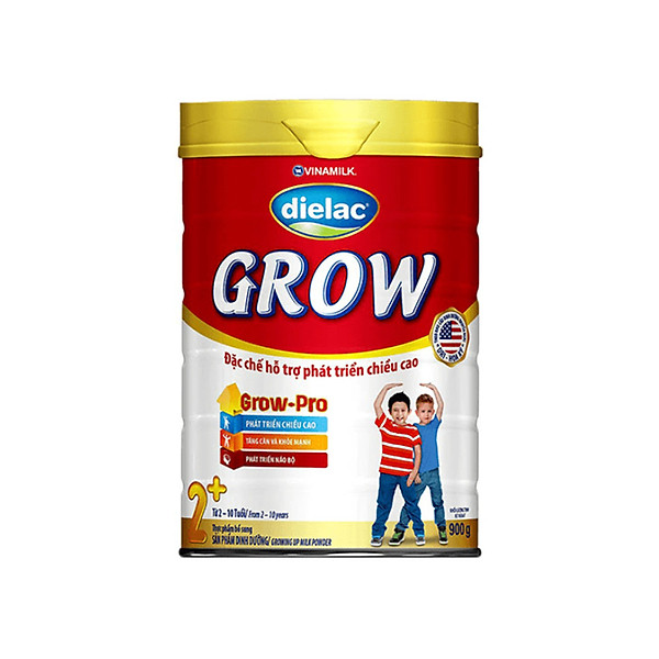 Hộp Sữa Bột Vinamilk Dielac Grow 2+ 900G Cho Trẻ Từ 2 – 10 Tuổi