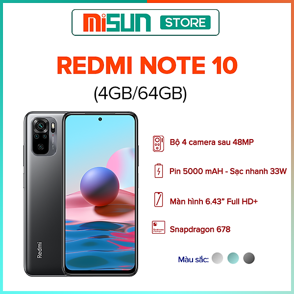 Điện Thoại Xiaomi Redmi Note 10 (4GB/64GB) –  Hàng Chính Hãng