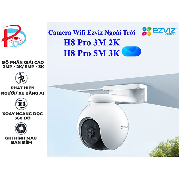 Camera Wifi Ezviz H8 3M 2K Quay 360 độ, Tính hợp AI, Đàm Thoại 2 Chiều, Có Màu Đêm - Hàng chính hãng