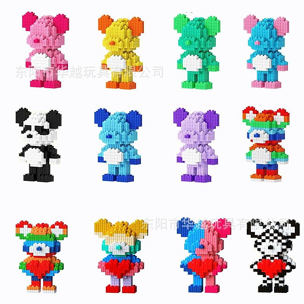 Đồ chơi mô hình lắp ráp Gấu bạo lực Bearbrick 3D size 12cm lắp ráp xếp hình bear brick mini 3D dễ thương