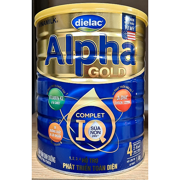 Sữa Bột Dielac Alpha Gold IQ Step 4 – Hộp Thiếc 1500G Dành Cho Trẻ 2-6 Tuổi