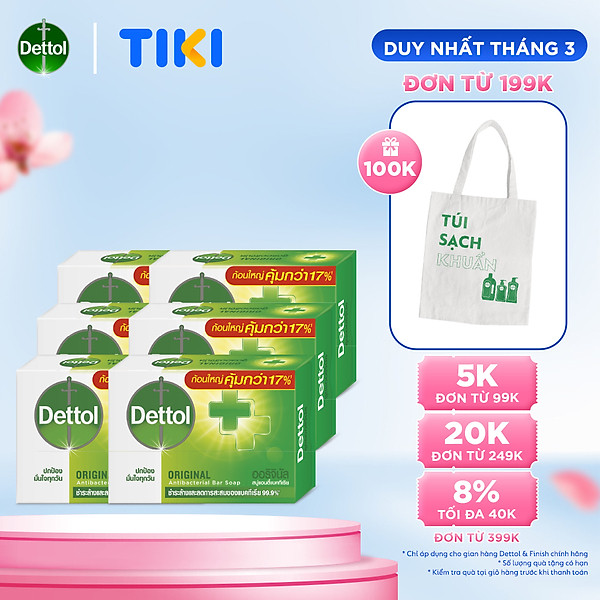 Combo 6 xà phòng Dettol kháng khuẩn 100g