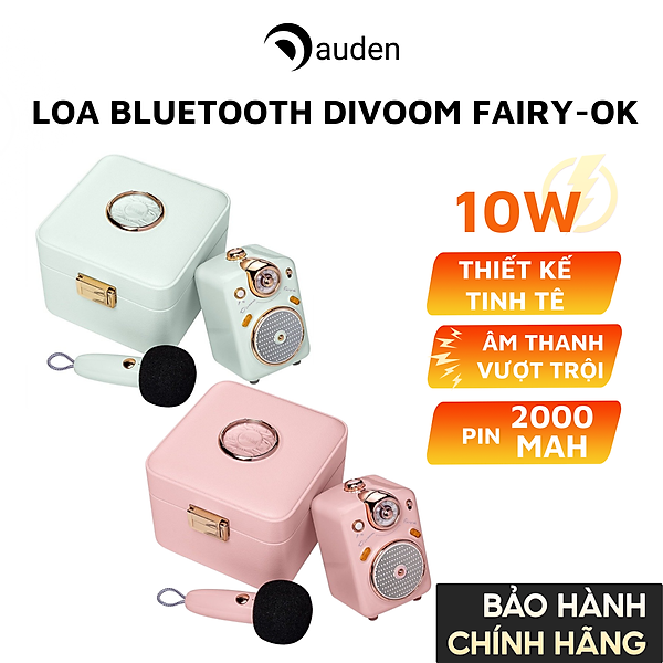 Loa Bluetooth Divoom Fairy-Ok công suất 10W kết hợp micro karaoke đa năng - Hàng chính hãng