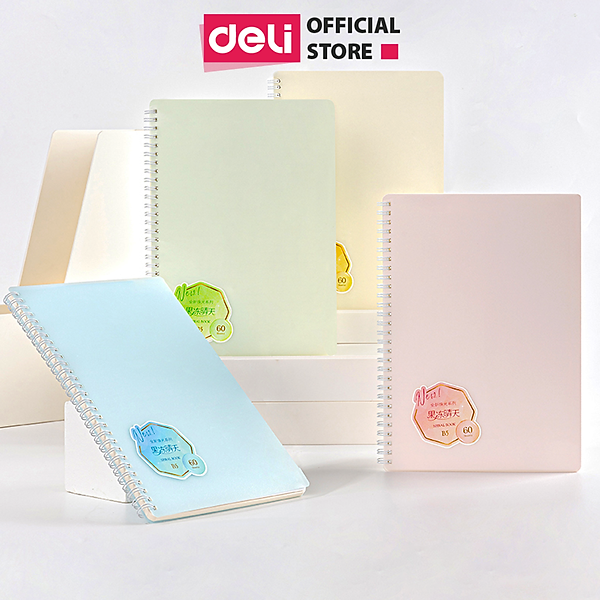 Sổ Tay Ghi Chép Lò Xo Bìa Nhựa A5 / B5 120 Trang 100 Trang 80 Gsm Kẻ Ngang Màu Pastel Deli - Phù Hợp Làm Sổ Kế Hoạch, Sổ Nhật Kí, Tập Vở Ghi Chép - QLPA560 QLPB560 VLPA550 VLPB550