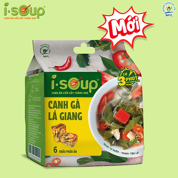Canh Gà Lá Giang Ăn Liền ISOUP 72g 06 Viên - Viên Canh Ăn Liền Sấy Thăng Hoa