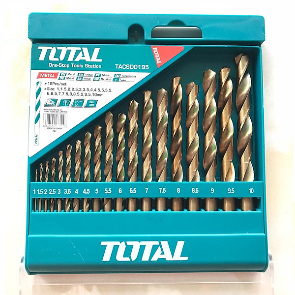 Bộ 19 mũi khoan kim loại hss Total tacsd0195