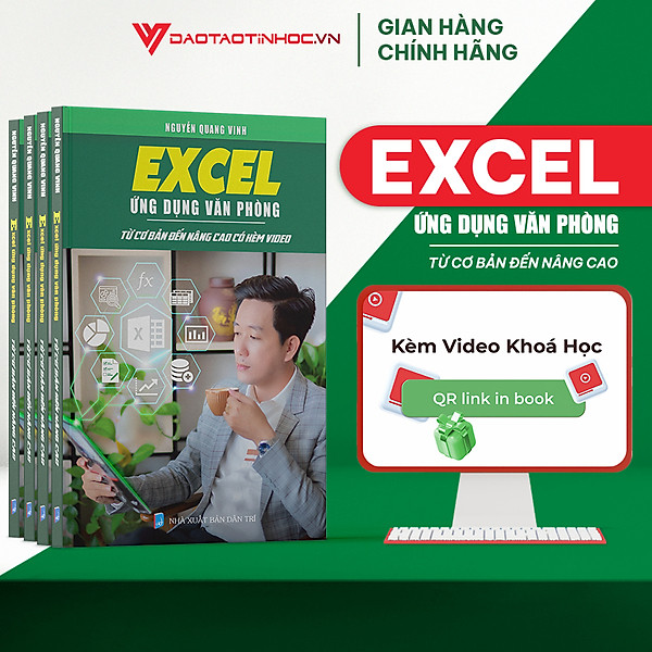 Combo 4 Sách Excel ĐÀO TẠO TIN HỌC Ứng Dụng Văn Phòng Từ Cơ Bản Đến Nâng Cao Có Kèm Video Khóa Học