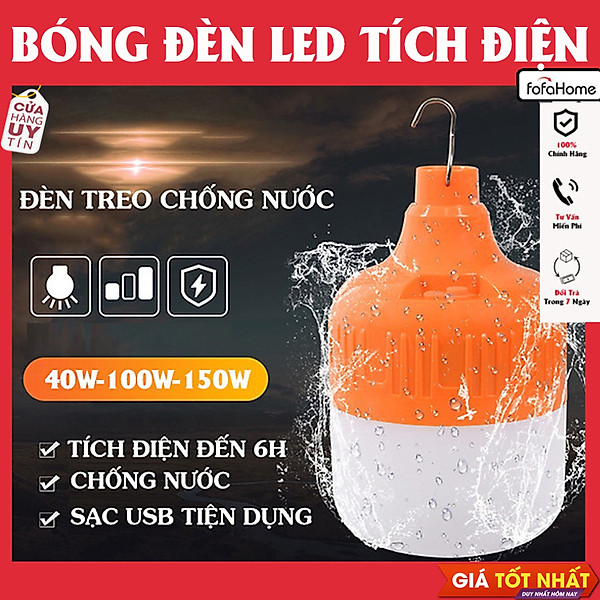 Bóng Đèn Tích Điện 40W 100W 150W Siêu Sáng Tiện Lợi Gọn Nhẹ Hàng Cao Cấp - Bóng Đèn Led Tích Điện 6-8h