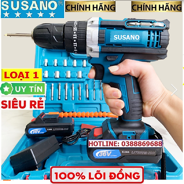 Máy khoan pin susano 36v 3 chức năng- tặng bộ phụ kiện 24 chi tiết, lõi đồng, máy bắn vít cầm tay