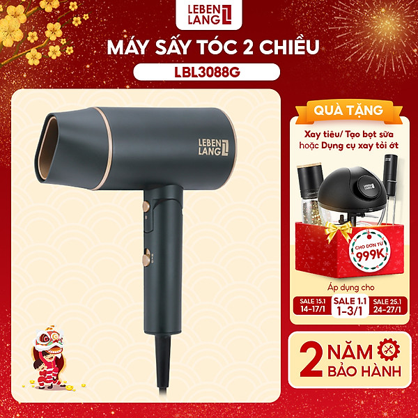Máy sấy tóc LEBENLANG 2 chiều nóng lạnh, gấp gọn tiện lợi, chống xơ rối tóc bằng công nghệ ion, 2100W