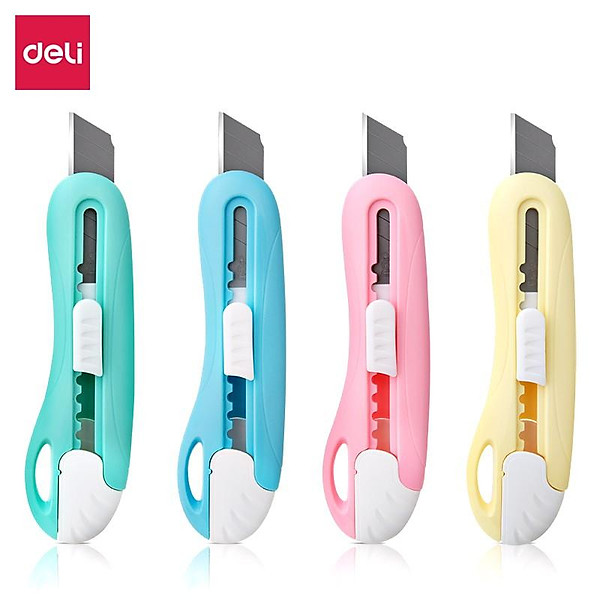 Dao rọc giấy mini 55mm Deli - 4 màu - Xanh lá/ xanh dương/ hồng/ vàng - 2024