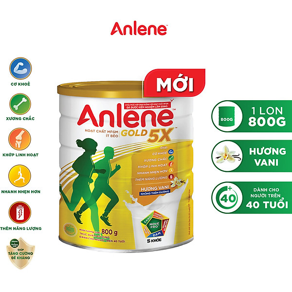 Sữa Bột Anlene Gold 5X Hương Vanilla (Hộp Thiếc 800g)