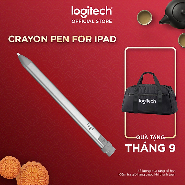 Bút cảm ứng Logitech Crayon dành cho iPad - Công nghệ kỹ thuật số như Apple Pencil, không độ trễ, sạc nhanh USB C - Hàng chính hãng