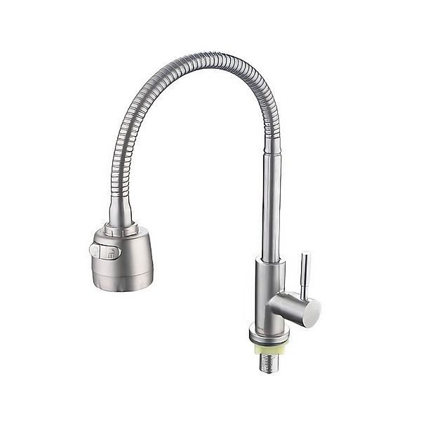Vòi rửa chén KG15 dùng cho nước lạnh cần bẻ xoay 360độ cao cấp, phù hợp cho mọi chậu rửa, siêu tiết kiệm nước chất liệu inox304- Hàng chính hãng