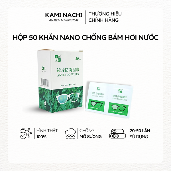 Hộp 50 miếng khăn lau nano hàng loại đặc biệt KAMI NACHI dùng 1 lần - Chống bám hơi nước, chống mờ sương cho kính