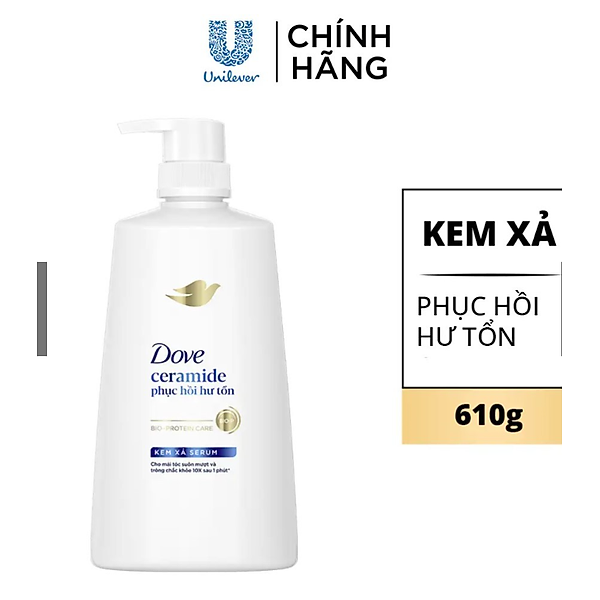 Kem xả phục hồi tóc Dove Phục Hồi Hư Tổn Công nghệ độc quyền Định Vị Hư Tổn Chính Xác cho tóc suôn mượt, khỏe đẹp 610g