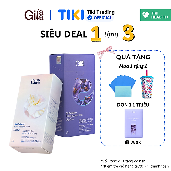COMBO 2 HỘP NƯỚC UỐNG COLLAGEN GILAA SIÊU PHÂN TỬ 300DA TRẺ HÓA (20g x 15 gói/hộp)
