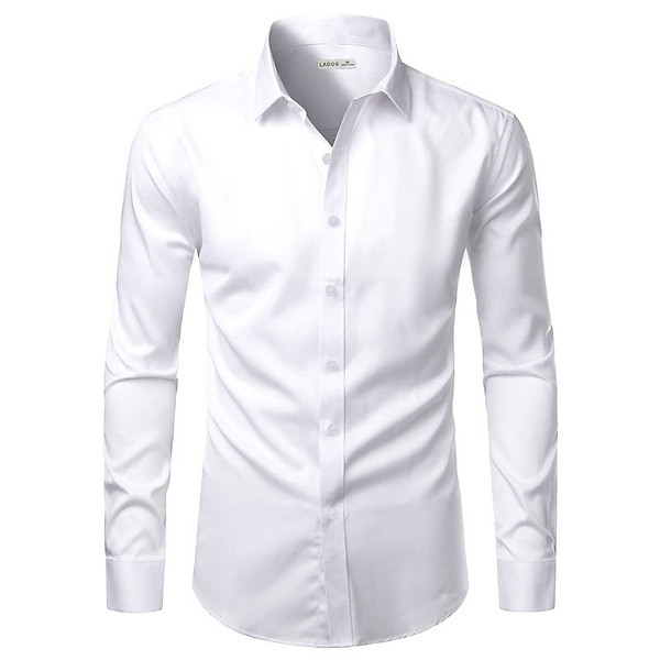 Áo sơ mi nam trơn tay dài cao cấp Lados - 779 chất kate lụa mềm mát, thấm hút mồ hôi
