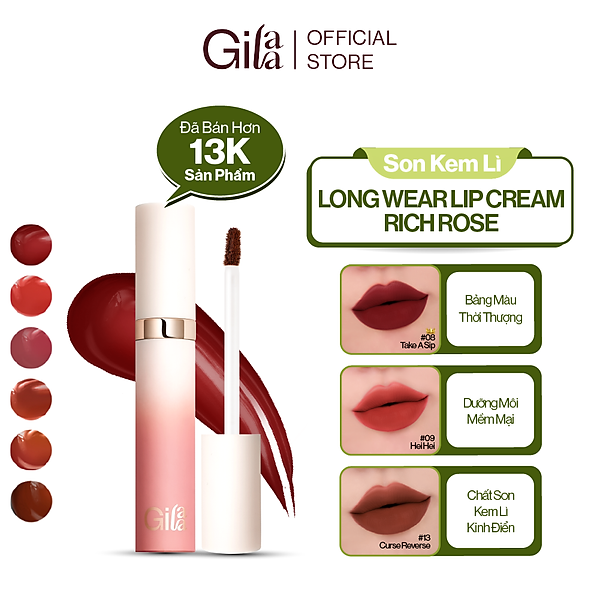 Son Kem Lì Gilaa Long Wear Lip Cream (5G) Rich Rosie Collection