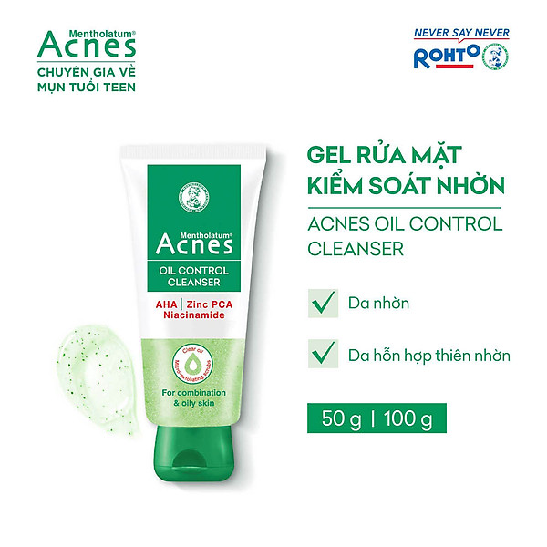 Sữa rửa mặt kiểm soát nhờn ngăn ngừa mụn dạng gel Acnes Oil Control Cleanser 100g