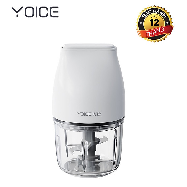 Máy xay tỏi ớt thịt mini , xay ăn dặm cho bé đa năng Cối thủy tinh Yoice 300ML- BH 12 Tháng- Hàng chính hãng