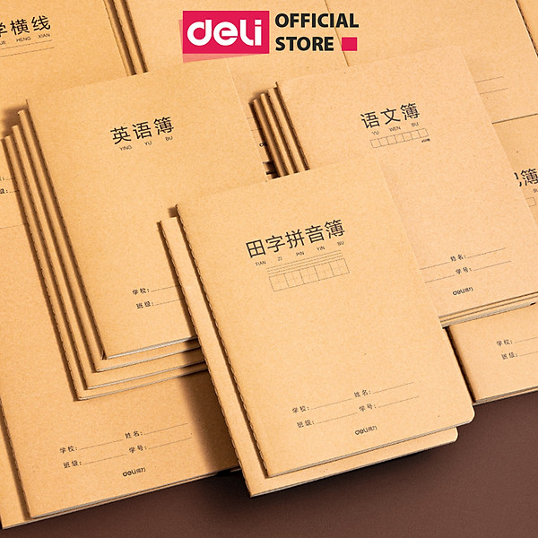 Vở Luyện Viết Tiếng Trung Hàn Nhật 72 Trang Deli - Sổ Tập Viết Chữ Hán Loại Giấy Dày Ô Kẻ In Đậm Người Mới Chuyên Nghiệp