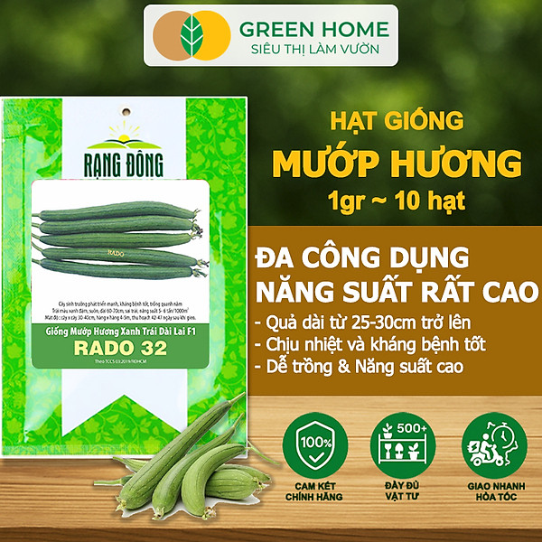 Hạt Giống Mướp Hương Greenhome, Gói 1gr~10 Hạt, Dễ Trồng Quanh Năm, Nảy Mầm Cao, Thu Hoạch Nhanh, Năng Suất Cao T16