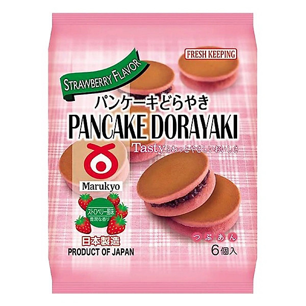 Bánh rán MARUKYO nhân đậu đỏ vị dâu Pancake Dorayaki (Strawberry) 310g