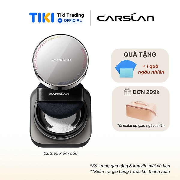 Phấn phủ CARSLAN dạng bột từ tính kiềm dầu màu đen chống nước chống mồ hôi che phủ bóng dầu cho mặt 8g