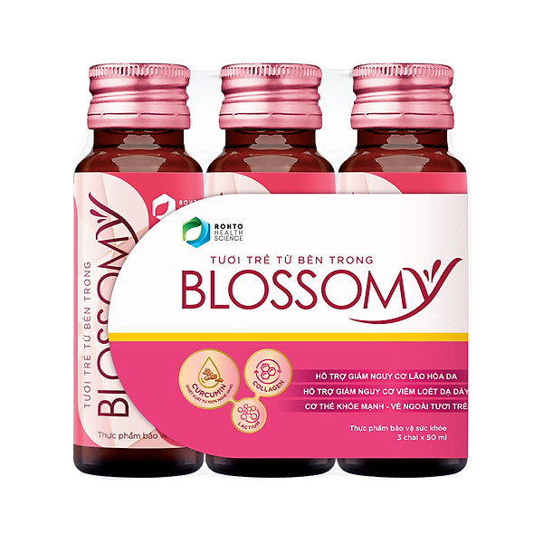 Nước uống collagen giúp sáng da, dạ dày khỏe Blossomy lốc 03 chai x 50ml