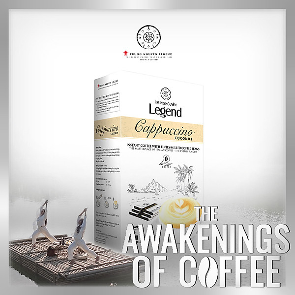 Trung Nguyên Legend - Cà phê hoà tan rang xay Cappuccino Coconut - Hộp 12 gói x 18gr