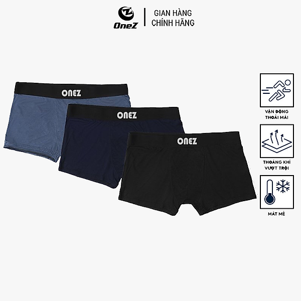 Combo 3 Quần Lót Nam Thun Cotton OneZ Dáng Trunk Co Giãn, Thoải Mái - QL1