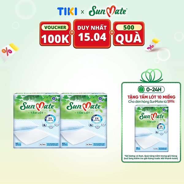 Combo 2 Tấm lót SunMate cải tiến mới 10 miếng (45 x 70cm)