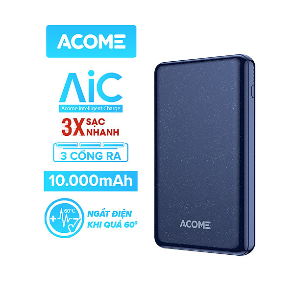Pin sạc dự phòng dung lượng 10.000mAh sạc nhanh 18W, Chuẩn PD + QC 3.0, Sạc Ra 3 Thiết Bị Đồng Thời AP105S – Hàng Chính Hãng